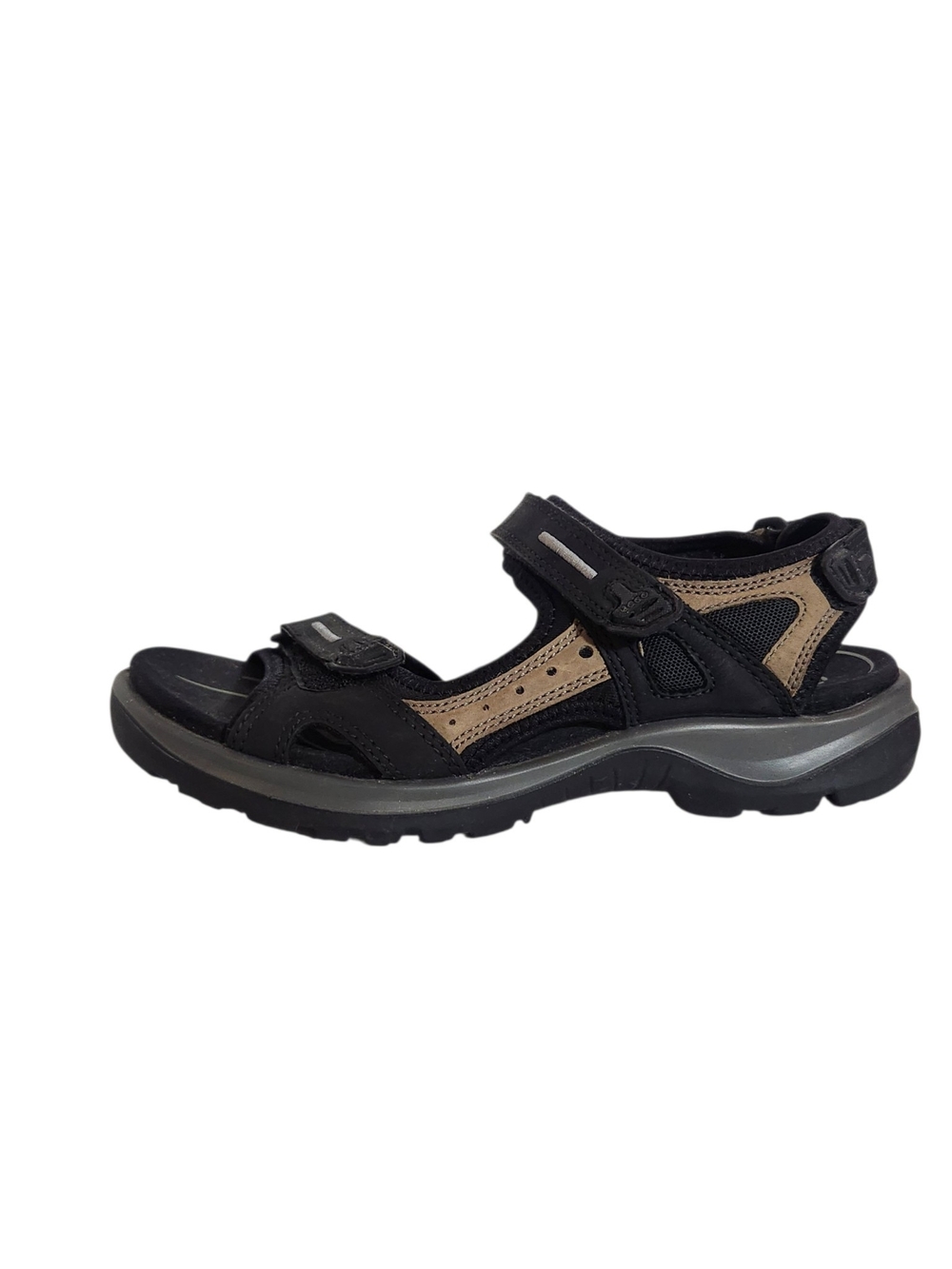 ECCO Womens Yucatan Sport Black and Brown Leather Sandals Size 40